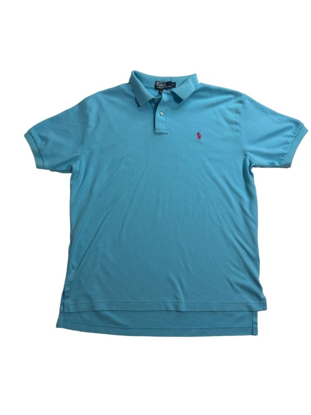 POLO Ralph Lauren Shirt Blue w Pink Pony Mens Size LARGE
